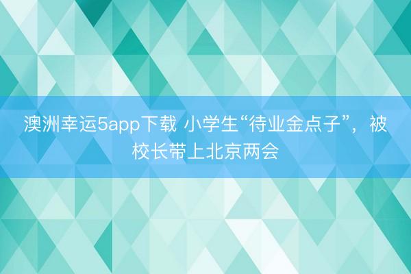 澳洲幸運5app下載 小學生“待業金點子”，被校長帶上北京兩會